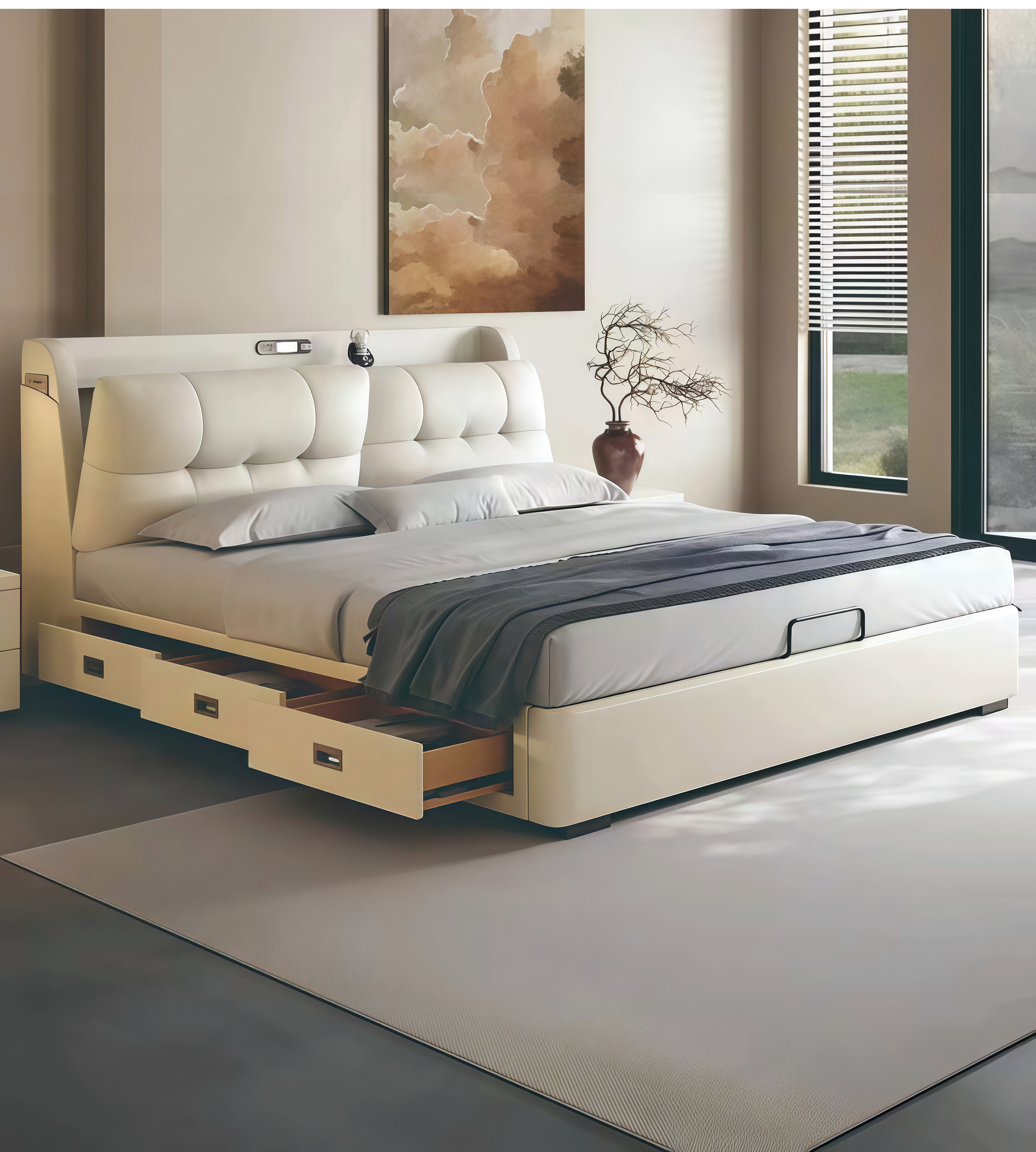 Modern Style Double Beds Wooden Queen Bed Frame Luxury Bed 364