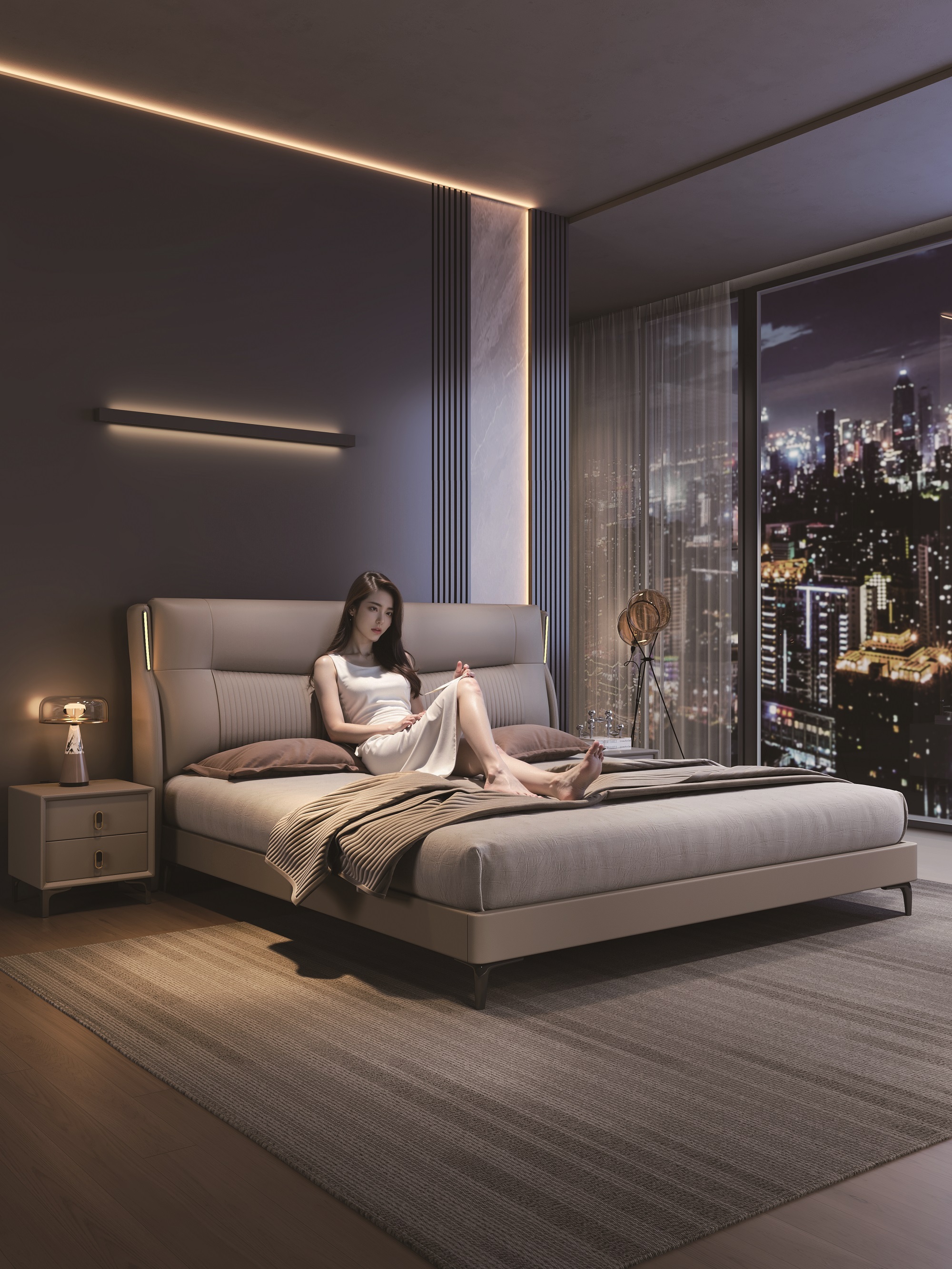 Modern Style Double Beds Wooden Queen Bed Frame Luxury Bed 806