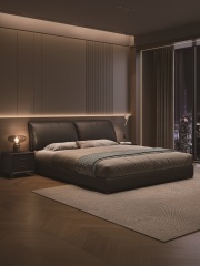 Modern Style Double Beds Wooden Queen Bed 604 (mid-century modern)elephant ear