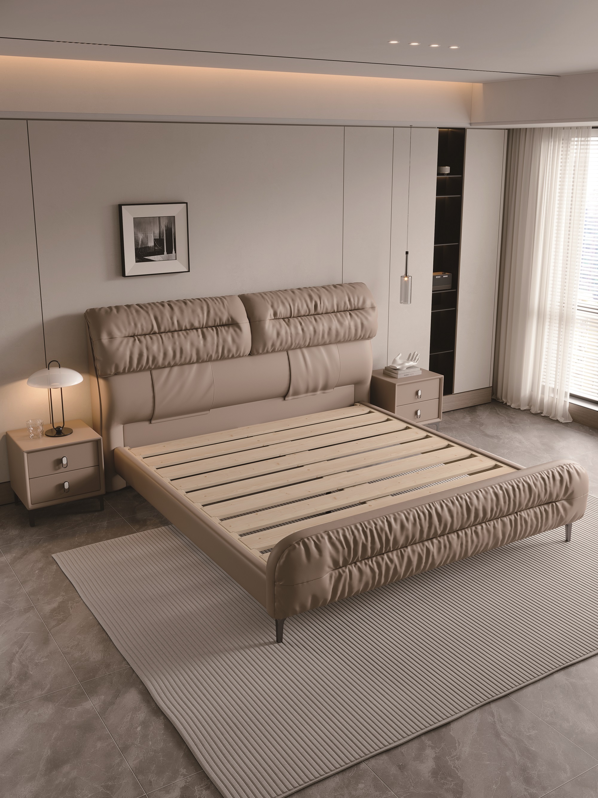 Modern Style Double Beds Wooden Queen Bed  802