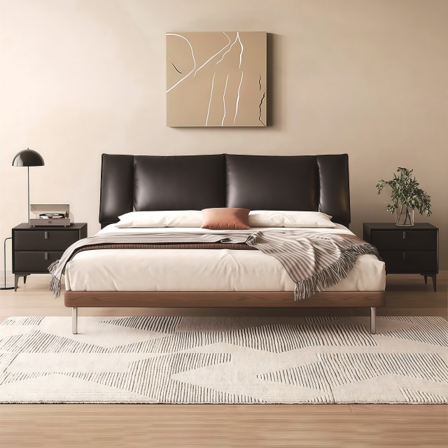 Modern Style Double Beds Wooden Queen Bed Frame Luxury Bed 602 mid-century modern) candy