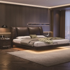 Modern Style Double Beds Wooden Queen Bed  602 (floating bed) candy