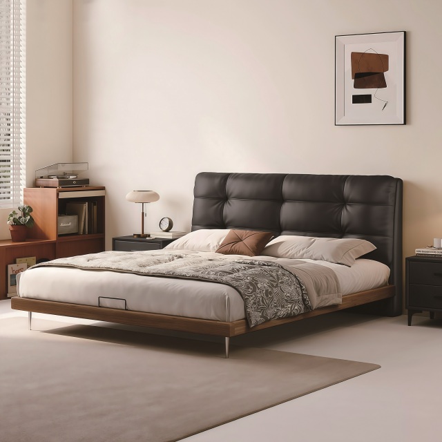 Modern Style Double Beds Wooden Queen Bed  606 (mid-century modern) clouds