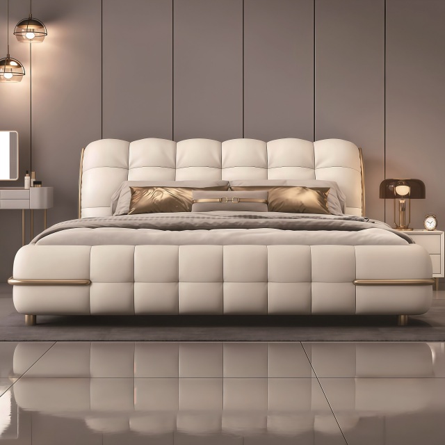 Modern Style Double Beds Wooden Queen Bed  Luxury Bed 6662