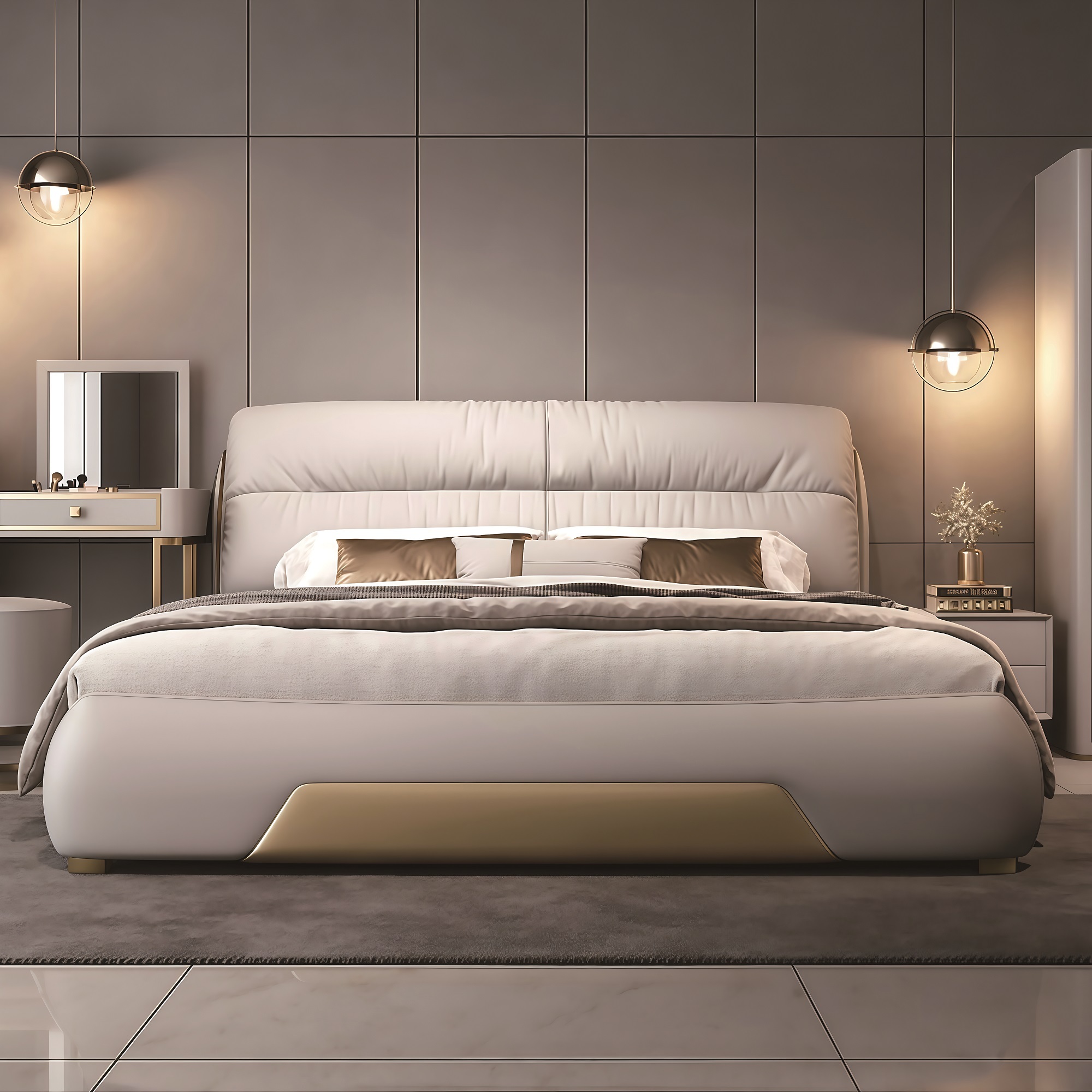 Modern Style Double Beds Wooden Queen Bed  Luxury Bed 6663