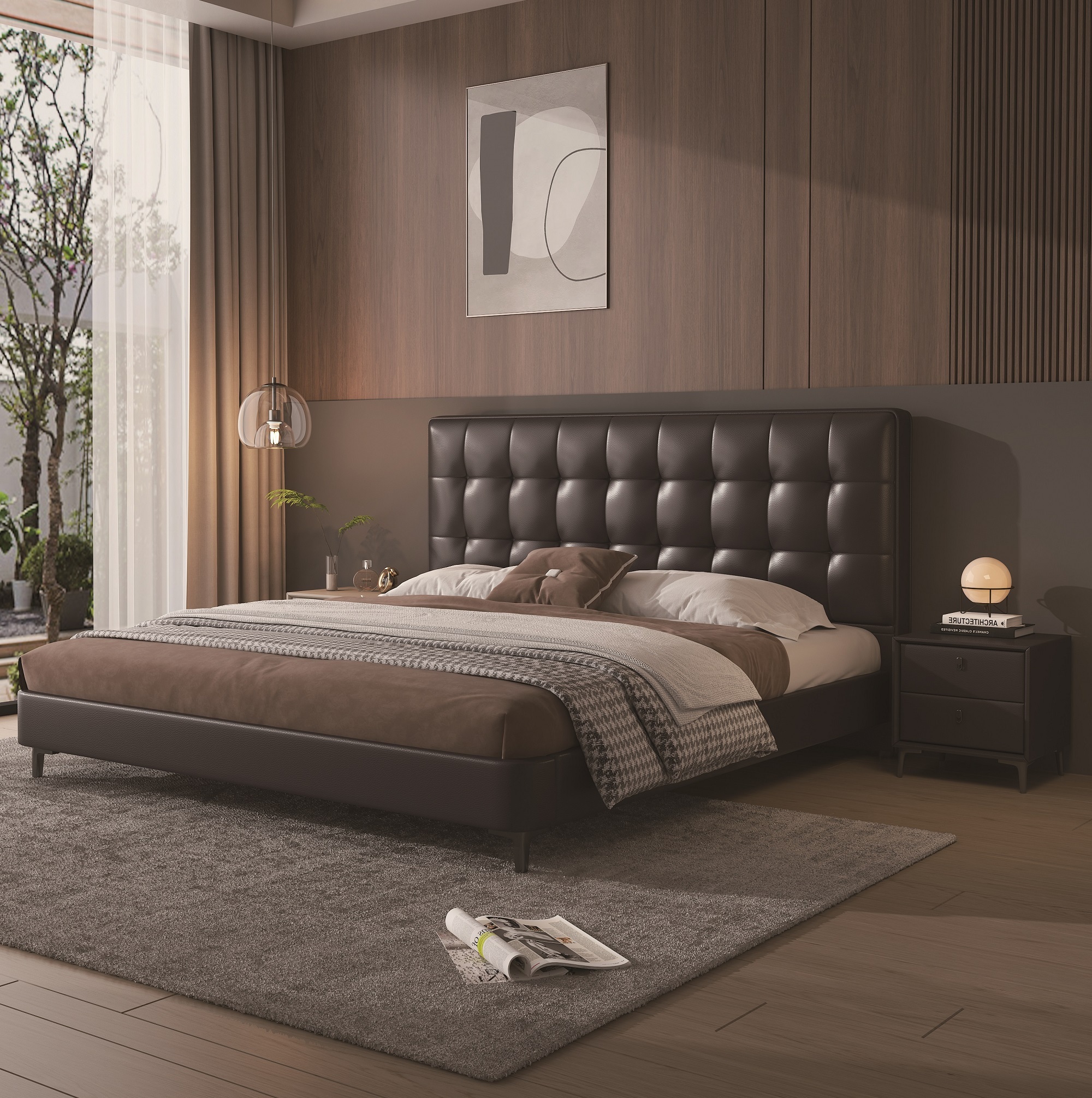 Modern Style Double Beds Wooden Queen Bed  Luxury Bed 801