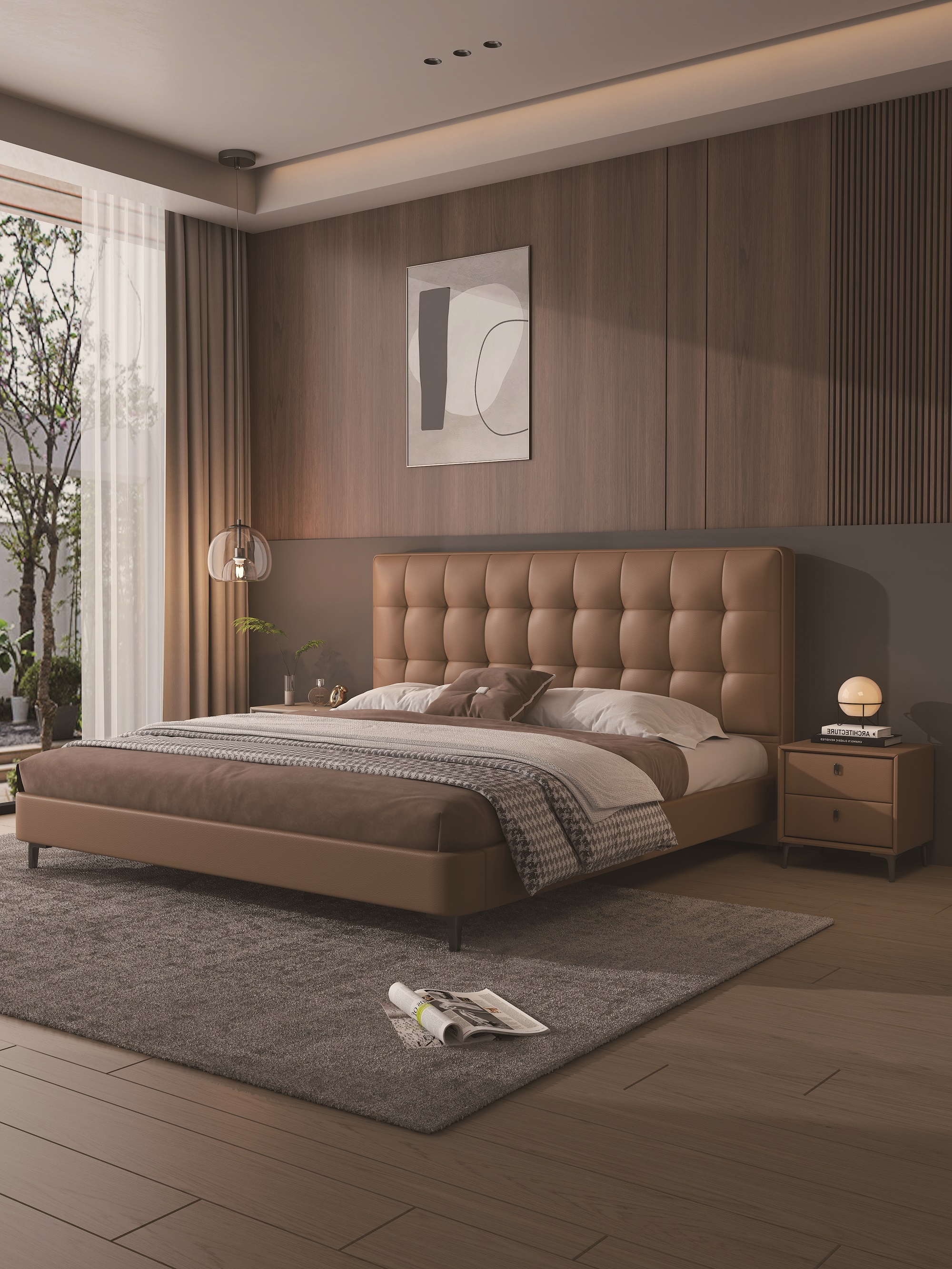 Modern Style Double Beds Wooden Queen Bed  Luxury Bed 801