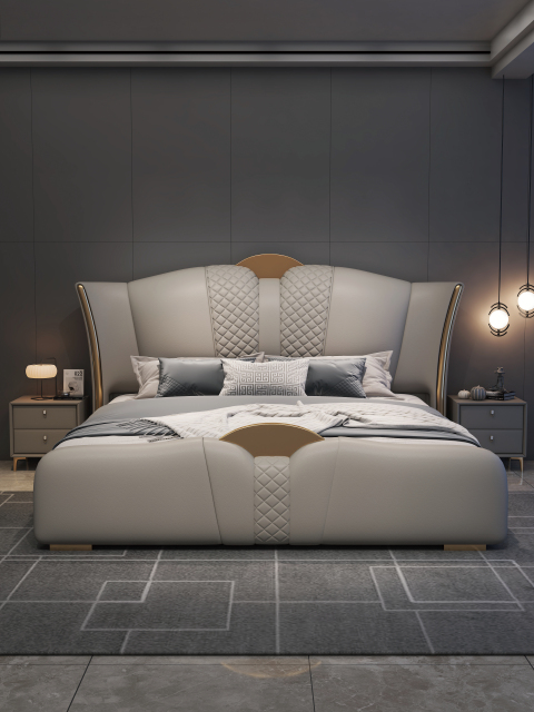 Modern Style Double Beds Wooden Queen Bed  901