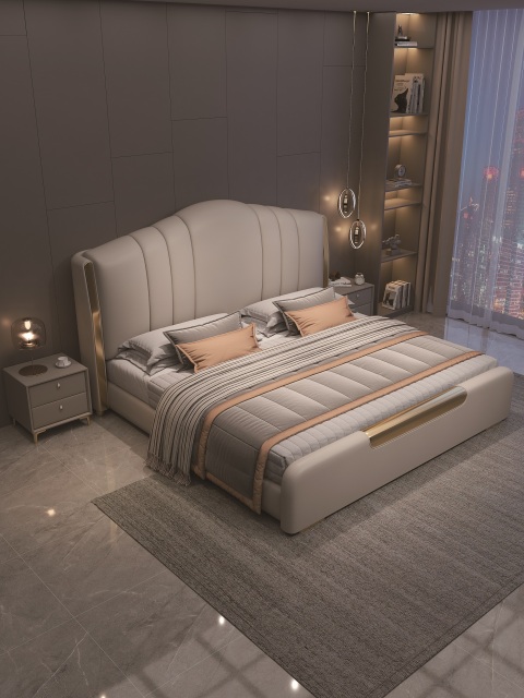 Modern Style Double Beds Wooden Queen Bed  902