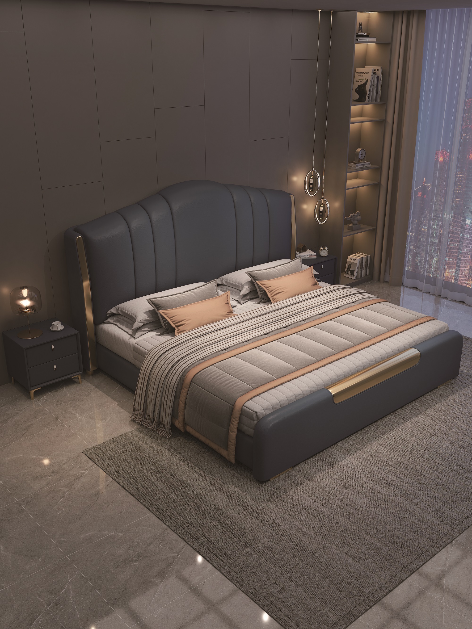 Modern Style Double Beds Wooden Queen Bed  902