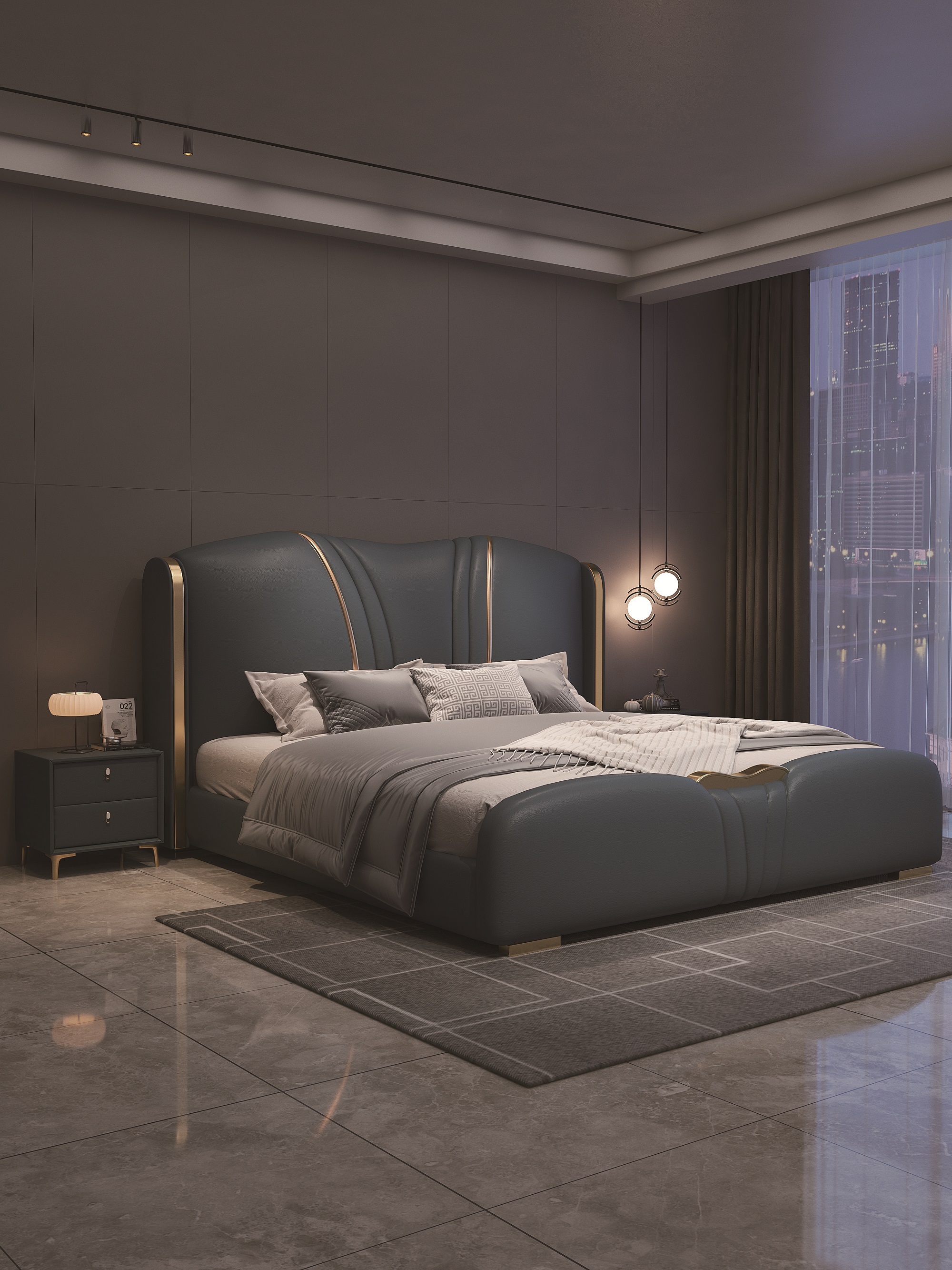 Modern Style Double Beds Wooden Queen Bed  903