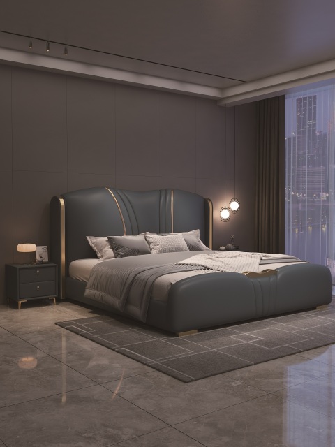 Modern Style Double Beds Wooden Queen Bed  903