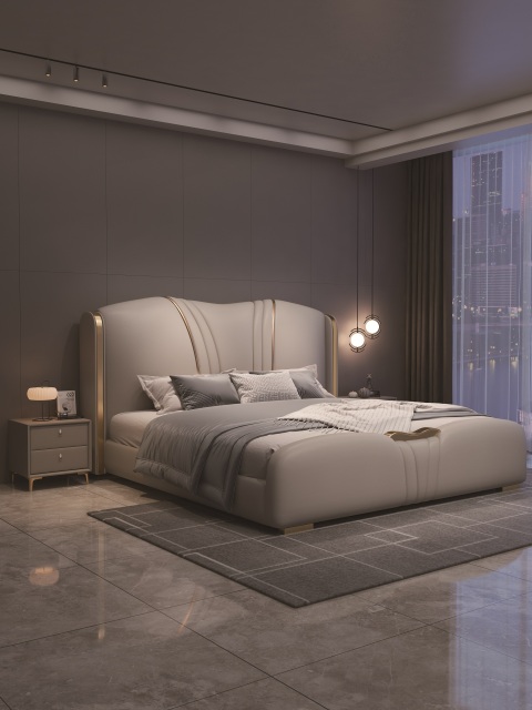 Modern Style Double Beds Wooden Queen Bed  903