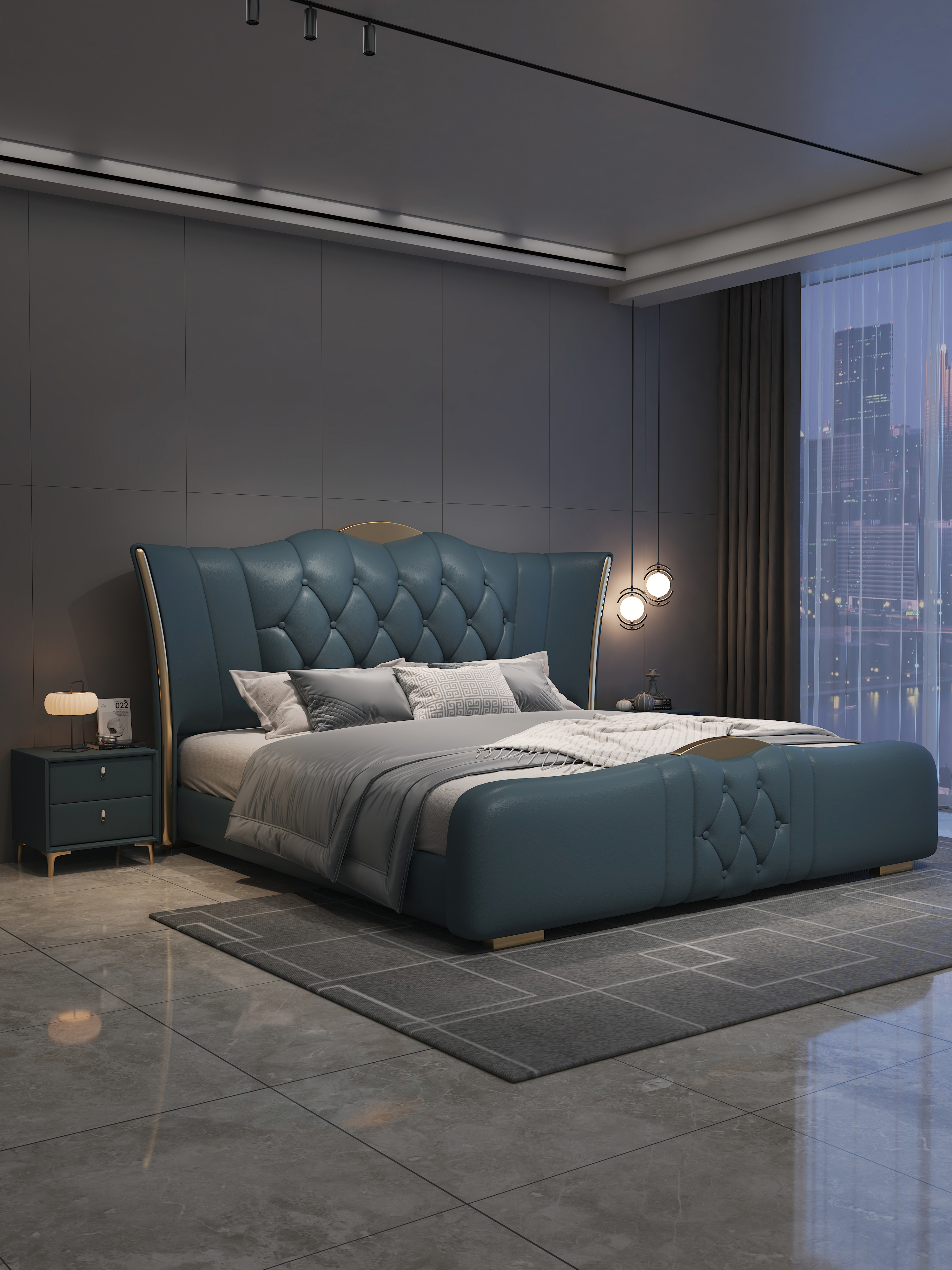 Modern Style Double Beds Wooden Queen Bed  904