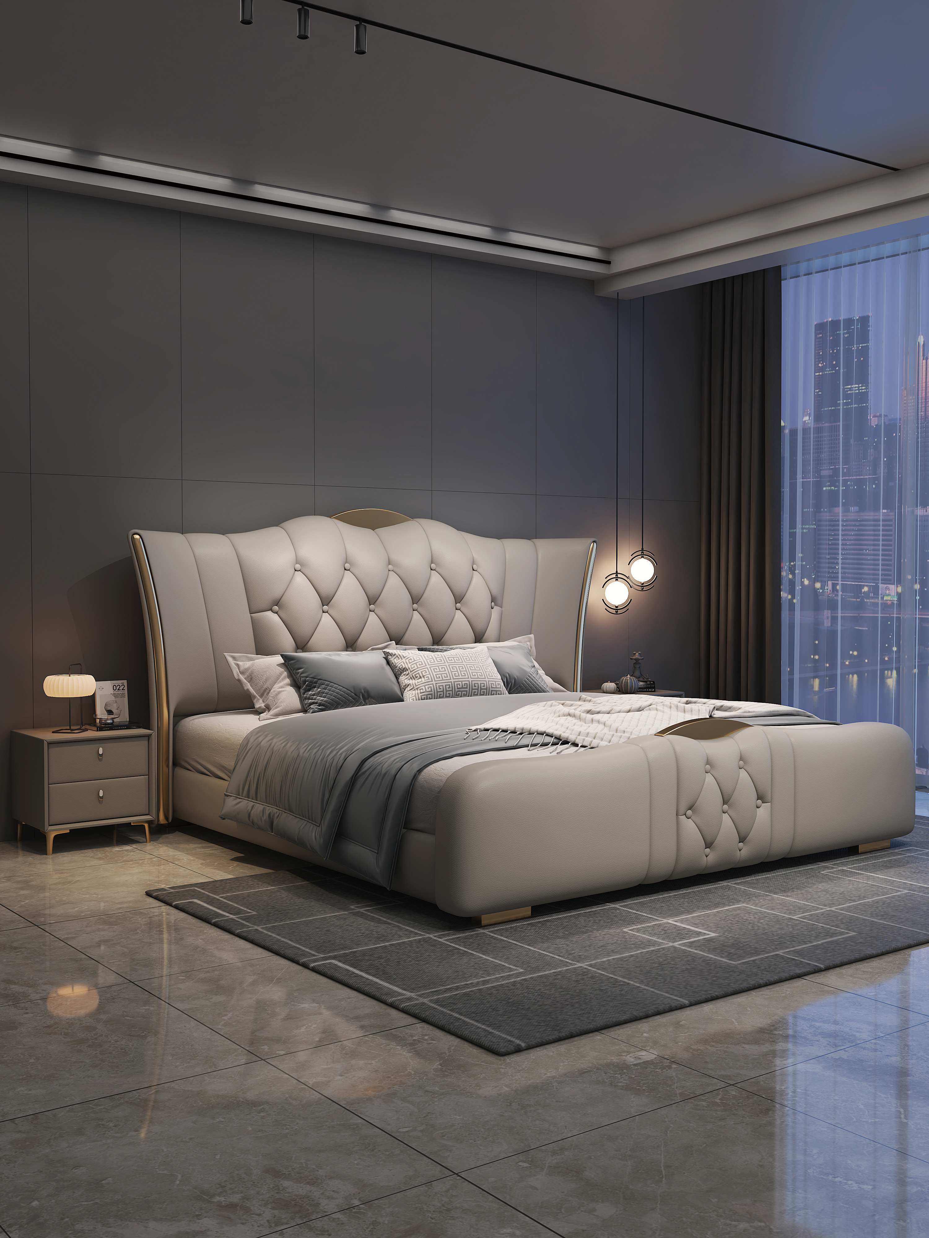 Modern Style Double Beds Wooden Queen Bed  904