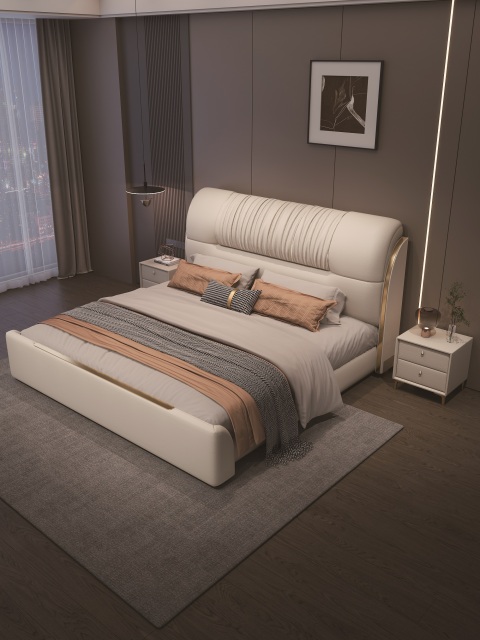 Modern Style Double Beds Wooden Queen Bed  905