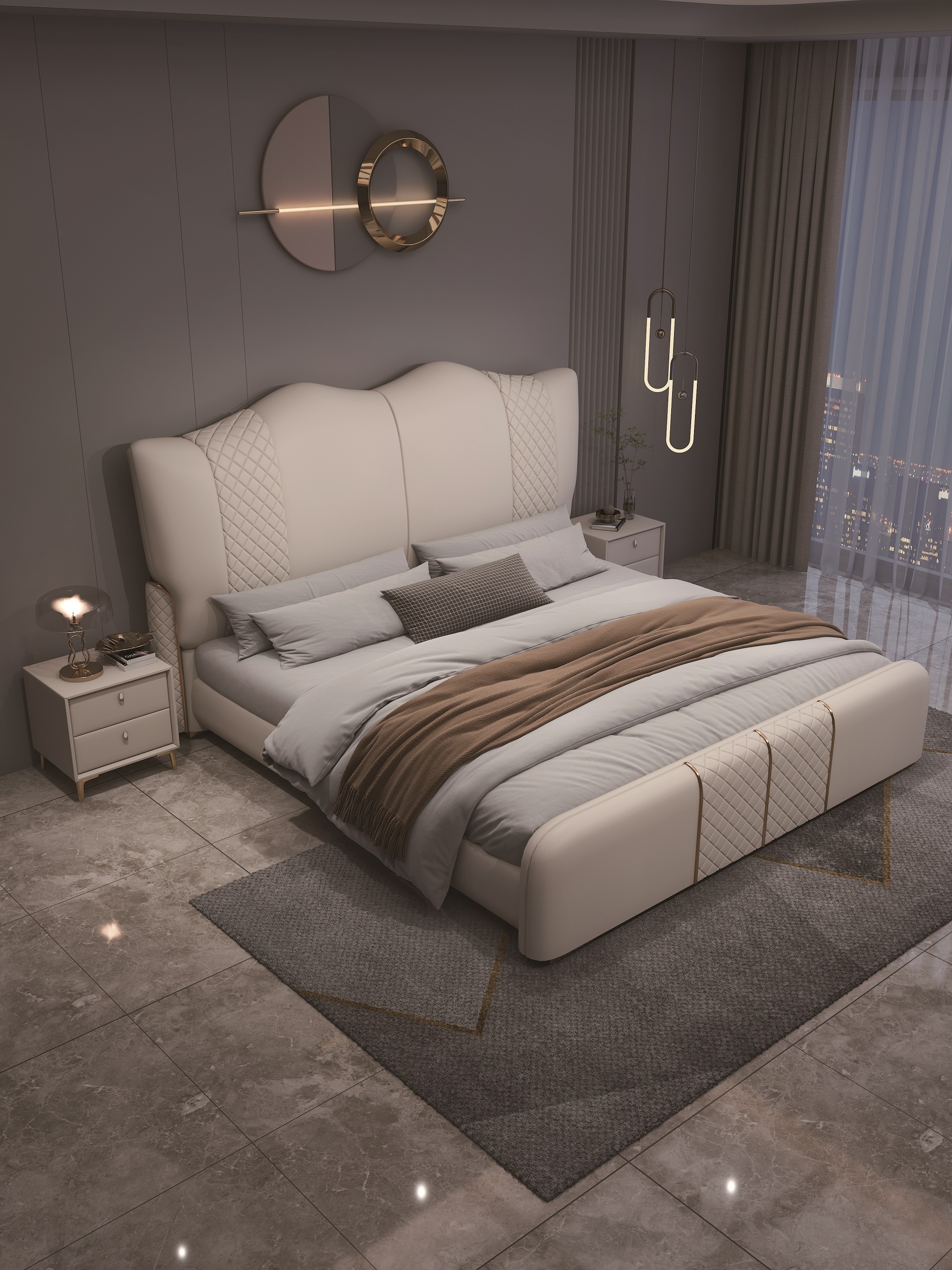Modern Style Double Beds Wooden Queen Bed  906