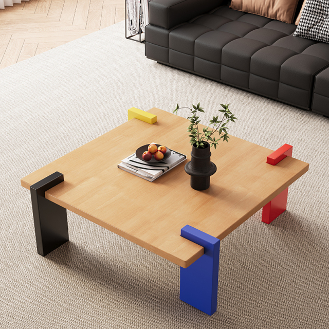 Mid-Century Style Solid Wood Square Rectangular Coffee Table B1