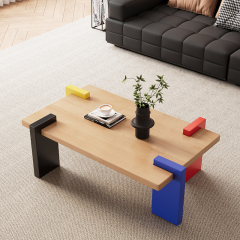 Mid-Century Style Solid Wood Square Rectangular Coffee Table B1