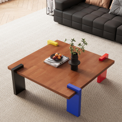 Mid-Century Style Solid Wood Square Rectangular Coffee Table B1