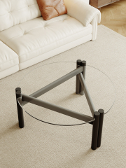 Multi-Ply Wood Tempered Glass Simple Round Coffee Table 103