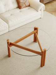 Multi-Ply Wood Tempered Glass Simple Round Coffee Table 103