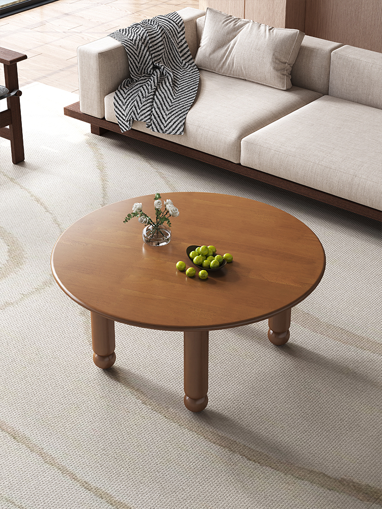 Mid-Century Style Nordic Solid Rubberwood Wood Coffee Table 33