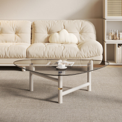 Carbon Steel and Tempered Glass  Nodic Style Triangular Coffee Table