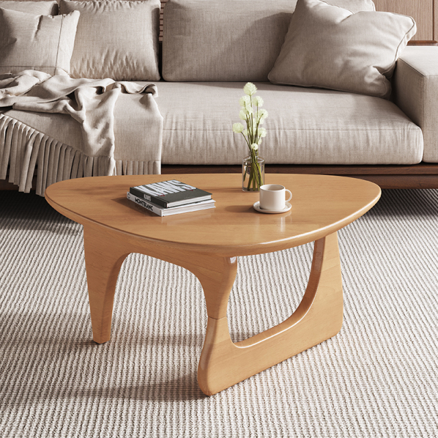 Rubberwood Top With Multi-Ply Wood Legs Nodic Style Solid Wood Coffee Table  Mid-Century 028