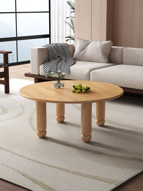 Mid-Century Style Nordic Solid Rubberwood Wood Coffee Table 33