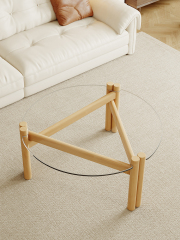 Multi-Ply Wood Tempered Glass Simple Round Coffee Table 103