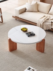 Mid-Century Style Multi-Ply Wood Tempered Glass Table 055