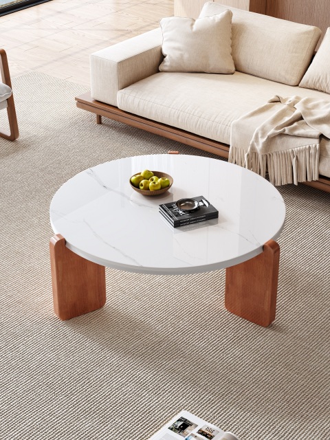 Mid-Century Style Multi-Ply Wood Tempered Glass Table 055