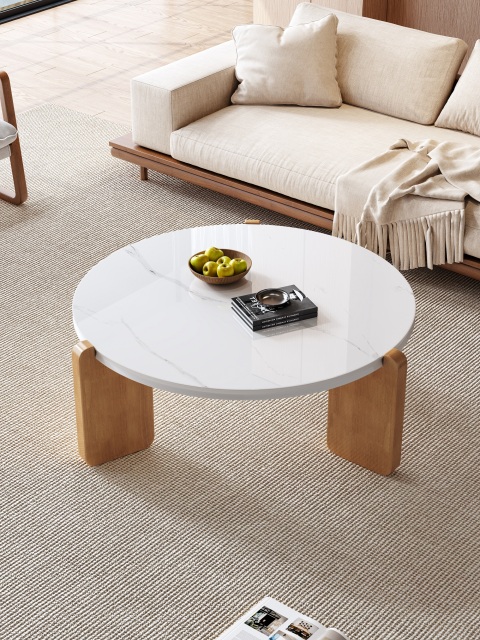 Mid-Century Style Multi-Ply Wood Tempered Glass Table 055