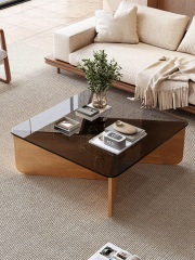Mid-Century Style Multi-Ply Wood+Sintered Stone Coffee Table 062