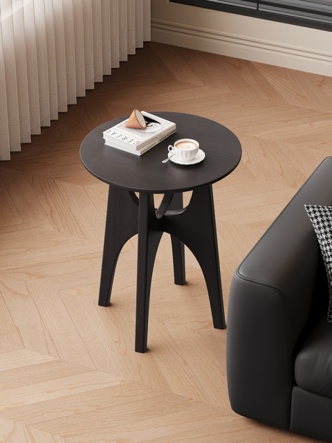 Mid-Century Style Tempered Top Rubberwood Top Multi-Ply Wood Legs Side Table 19