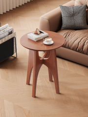 Mid-Century Style Tempered Top Rubberwood Top Multi-Ply Wood Legs Side Table 19