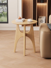 Mid-Century Style Tempered Top Rubberwood Top Multi-Ply Wood Legs Side Table 19