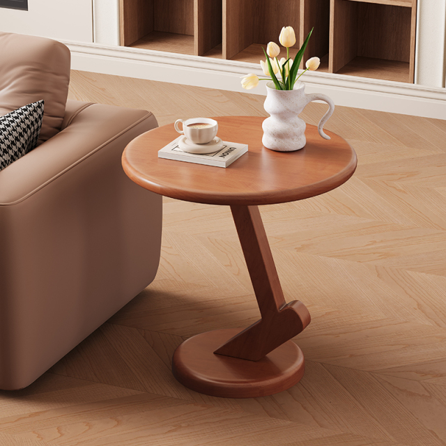 Mid-Century Style Rubberwood Top on Multi-Ply Wood Legs Side Table 20