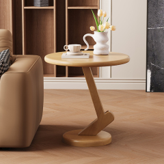 Mid-Century Style Rubberwood Top on Multi-Ply Wood Legs Side Table 20