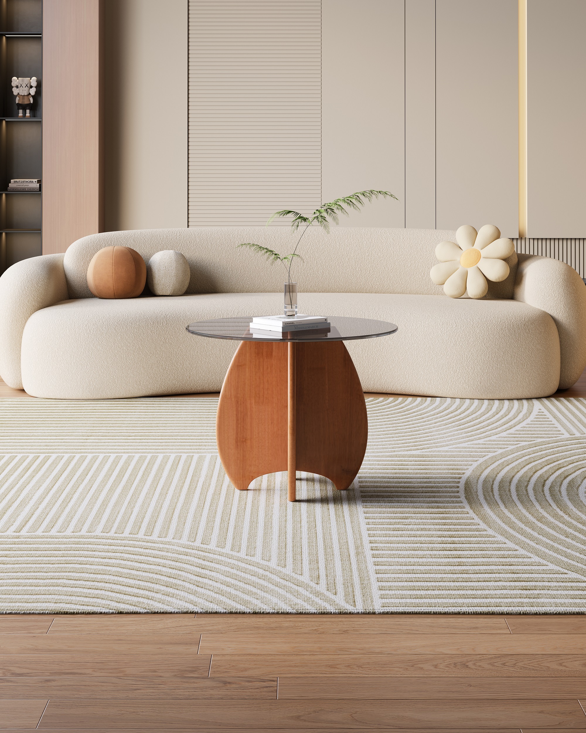 Mid-Century Style MDF with Tempered Glass Coffee Table 046