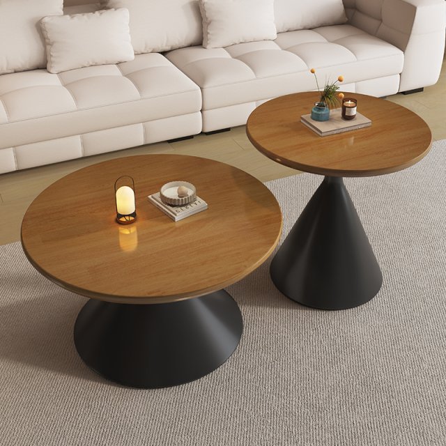 Mid-Century Style Rubberwood Carbon Steel Hourglass Coffee Table