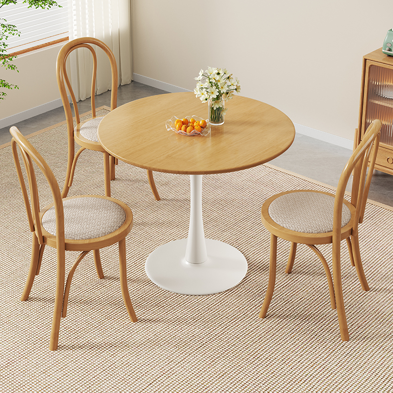Mid-Century Style Rubberwood+Carbon Steel Meeting Table