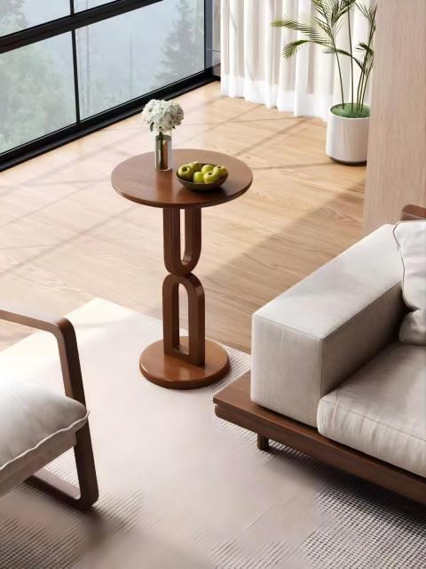 Mid-Century Style Rubberwood Top on Multi-Ply Wood Legs Side Table 13