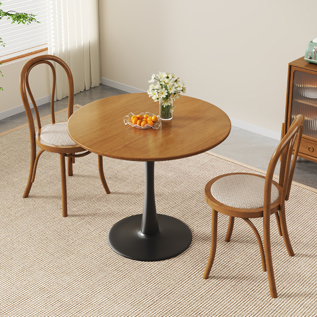 Mid-Century Style Rubberwood+Carbon Steel Meeting Table