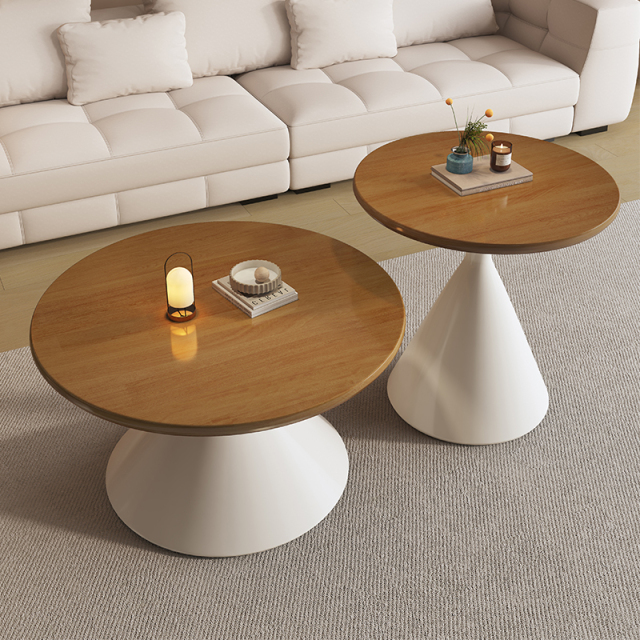 Mid-Century Style Rubberwood Carbon Steel Hourglass Coffee Table