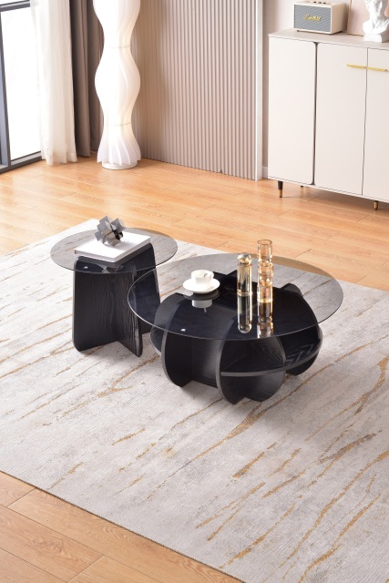 Mid-Century Style Tempered Glass Coffee Table 081 071