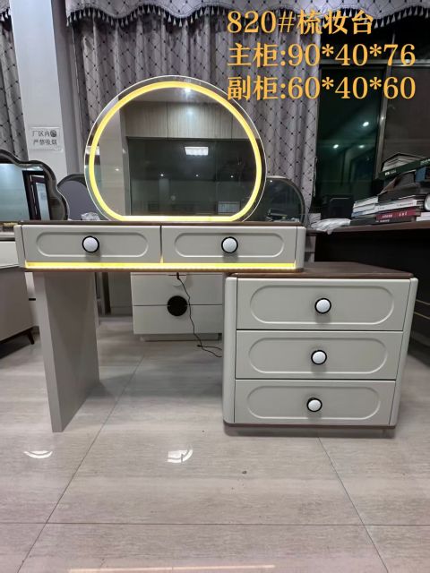 Simple Dressing Table With Drawers-Makeup Vanity Storage Cabinet And Mordern Make Up Vinity Table with Mirror And Stool 820