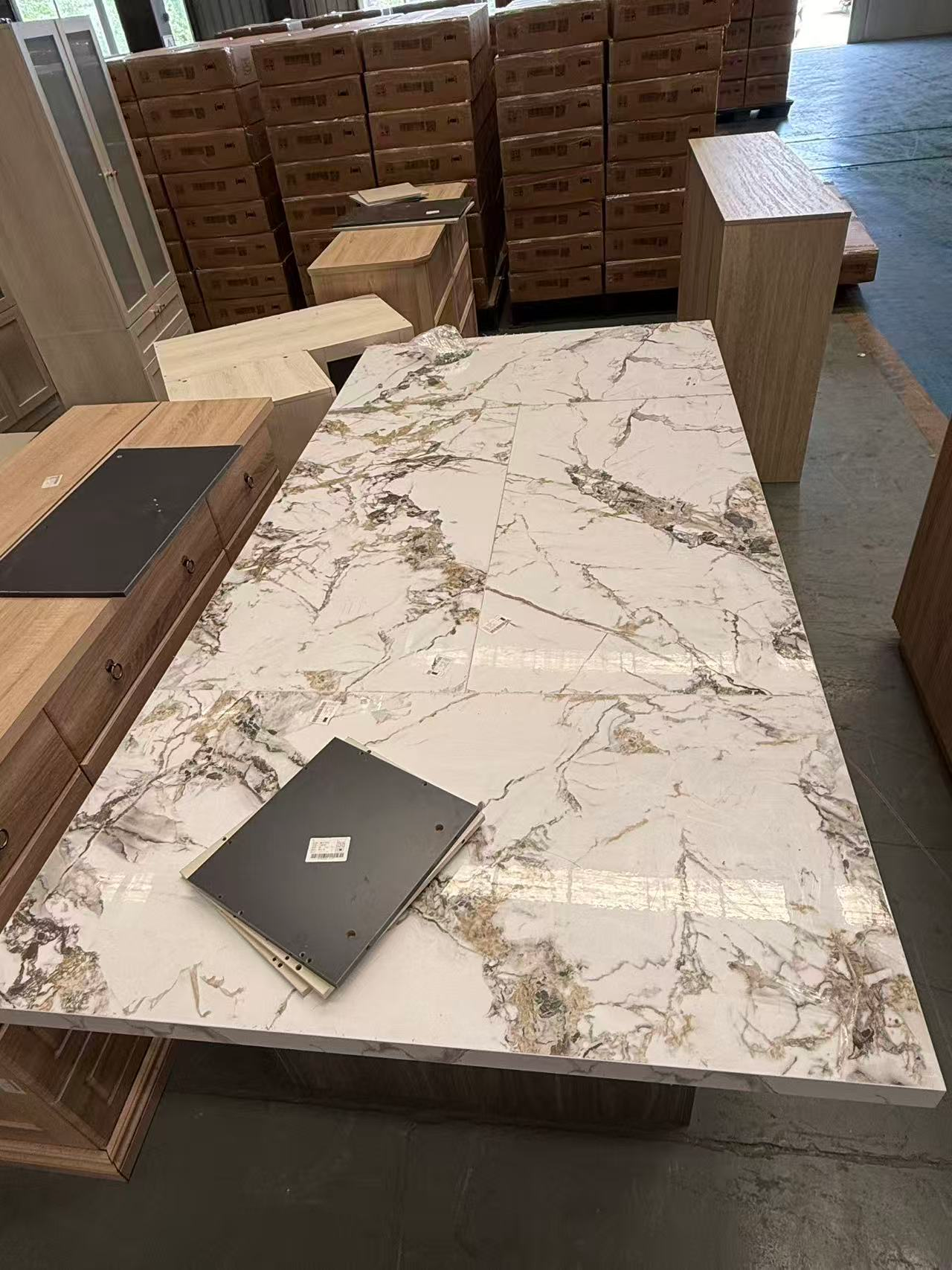 FURNIGLOBE Dressing Table with Premium Marble Melamine Texture Top