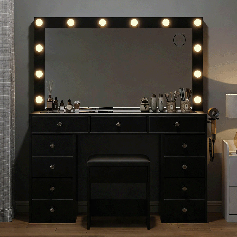 11-Drawer Hollywood Mirror Vanity Table DT001